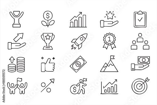 Financial Growth Icons for Profit, Investment, and Performance Tracking