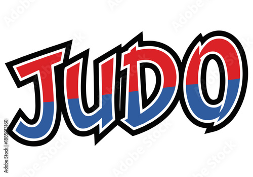 Bold and dynamic JUDO text in vibrant colors, perfect for martial art enthusiasts. The bold text is designed for action
