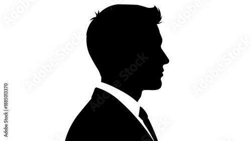 Silhouette of a businessman in profile wearing a suit and tie.