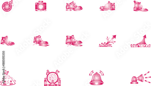 Pink high heel shoe with stars and business teamwork success concept vector illustration
