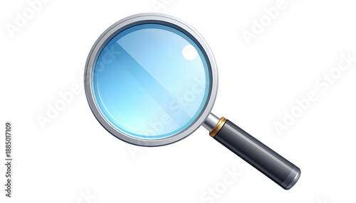 Magnifying Glass Closeup with Black Handle.