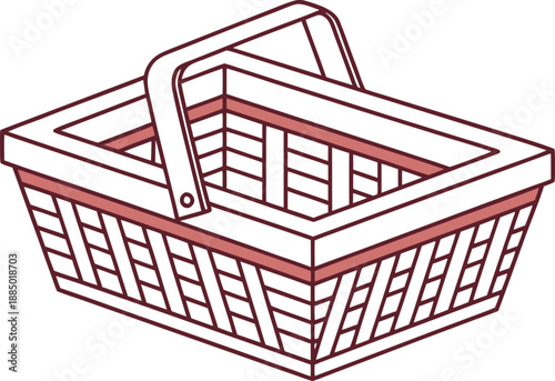 Woven basket design collection. Traditional basket craft style. Natural basket handmade look. Rustic basket storage design. Empty basket product concept. Farm basket classic style. Eco friendly basket