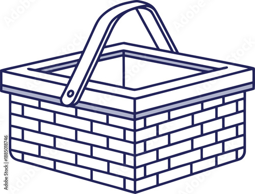 Woven basket design collection. Traditional basket craft style. Natural basket handmade look. Rustic basket storage design. Empty basket product concept. Farm basket classic style. Eco friendly basket