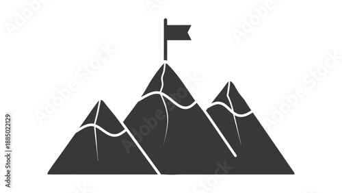Simple icon graphic showing flag planted atop the highest mountain peak