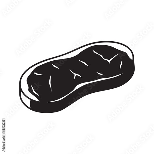 Beef Steak Icon Vector Glyph. Raw Meat Cut Silhouette with Fat Marbling. Grilled Food Symbol for BBQ Menu or Butcher Shop Logo Design.
