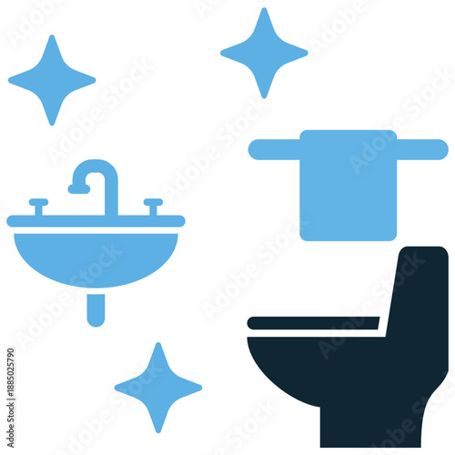 Bathroom cleaning icon vector for hygiene apps. Ideal for scrubbing toilets, washing bathtubs, sanitary tools, and domestic chore symbols.