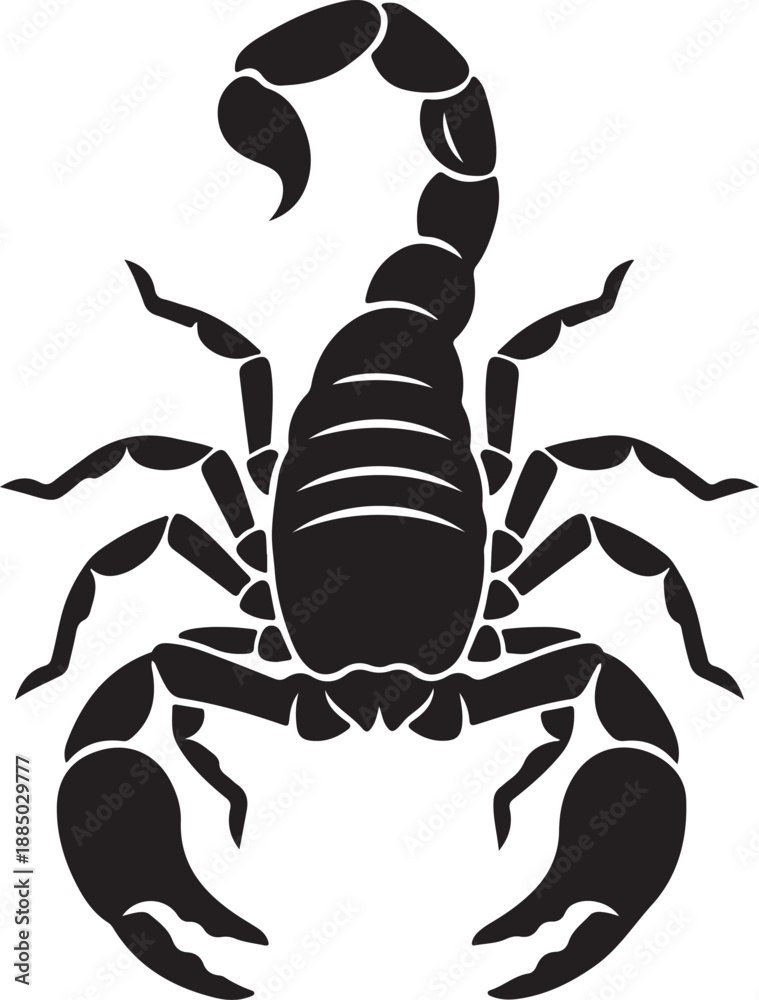 Obraz premium Black Scorpion Silhouette Icon Poisonous Arachnid Symbol Isolated