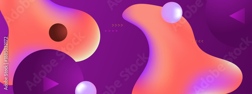 Artistic deep purple backdrop featuring glowing orange organic shapes and 3D spheres for creative projects