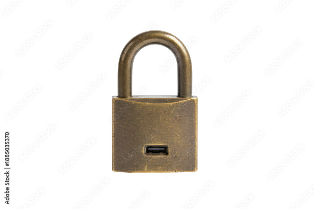 Fototapeta premium Antique Brass Padlock with Keyhole, Vintage Security Lock for Protection and Privacy