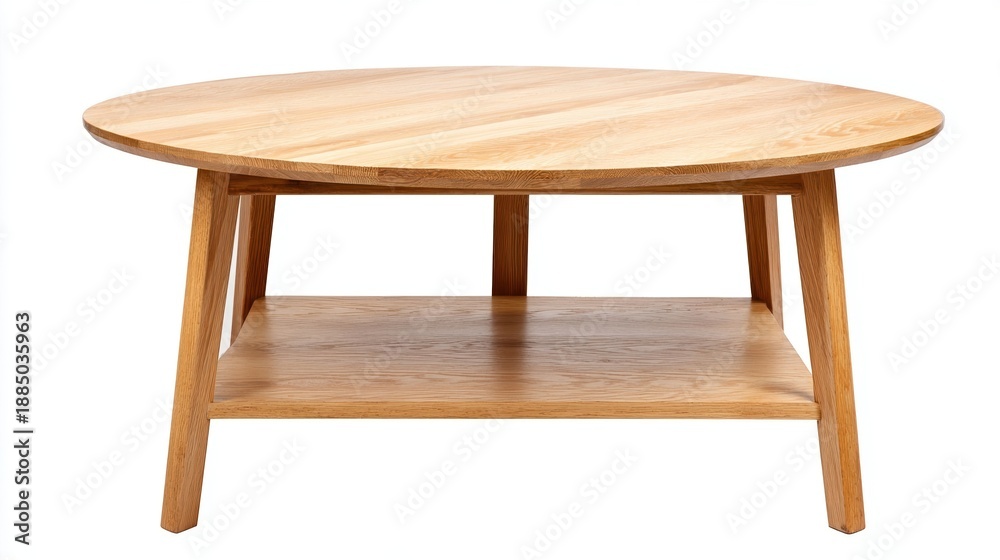 Fototapeta premium Elegant round wooden coffee table design.