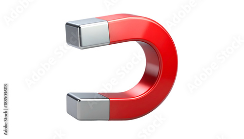 Red Horseshoe Magnet with Silver Ends.
