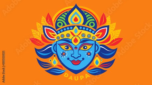 Vibrant and ornate illustration of a divine face Vector