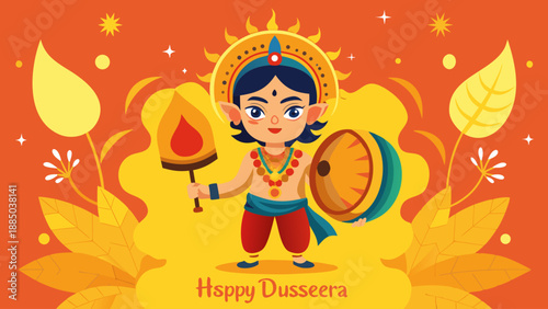 Celebrating dussehra with a radiant goddess Vector