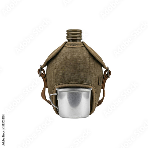 Military canteen with cup