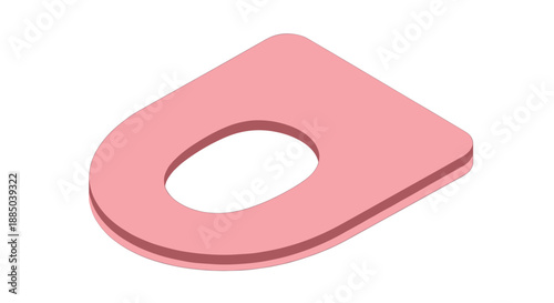 Pink toilet lid cover isolated on a white background, showcasing a modern minimalist design with a smooth surface and rounded edges