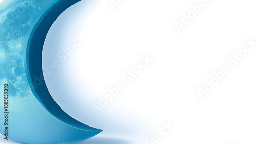 a minimalist, modern design of a crescent moon in a light blue hue, with a subtle cloud-like texture