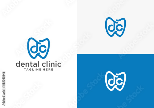 Dental Clinic Logo Template, abstract tooth design with DC initials, vector logo for dentists. Dentistry concept icon. Dentistry logo vector.