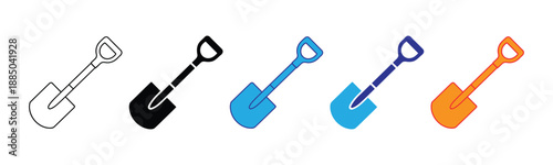 Vector illustration icon colorful shovel icons in various colors