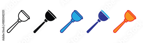 Vector illustration icon colorful vector illustration of five different colored dustpans in a row