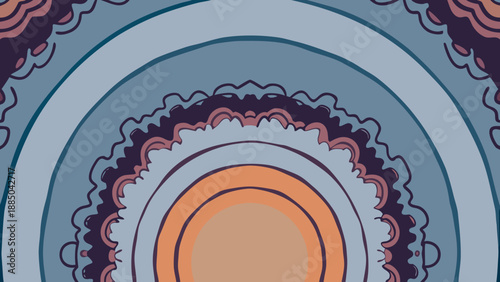 Abstract circular patterns in soothing tones Vector