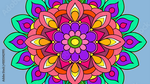 Vibrant mandala with radiant floral patterns Vector