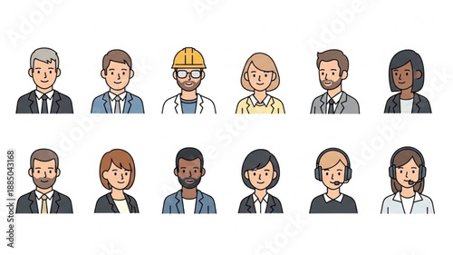 Diverse Group of Professional People Avatars.