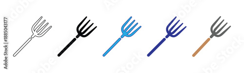 Vector illustration icon collection of various colored forks on a, isolated cutlery set