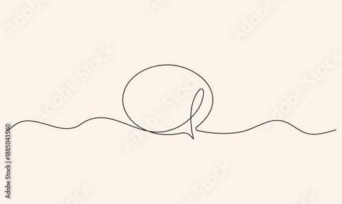 Minimalist oval speech bubble continuous line art illustration on a decorative wavy base
