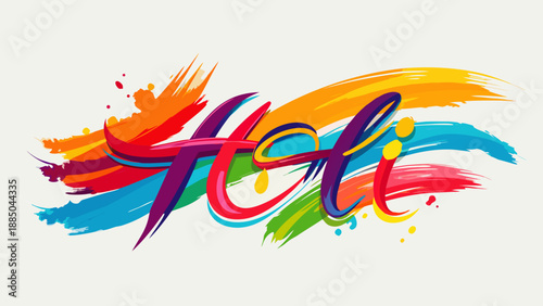 Vibrant celebration of holi festival with colorful brush strokes Vector