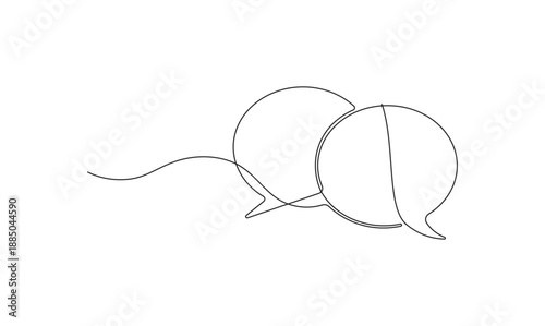Minimalist double speech bubbles continuous line art illustration for communication and dialogue concept