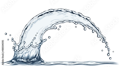 Splashing Water Wave Isolated on White Background.