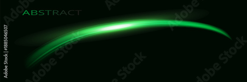 Green glowing shiny lines effect vector background. Luminous white lines of speed. Light glowing effect. Light trail wave, fire path trace line and incandescence curve twirl.
