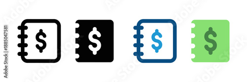 Notebook with Dollar Icon, Finance Budget Accounting Symbol
