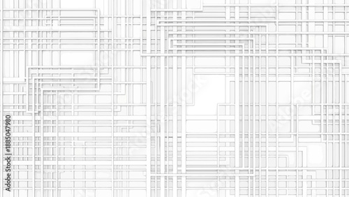 Intricate white geometric pattern with intersecting lines and shapes