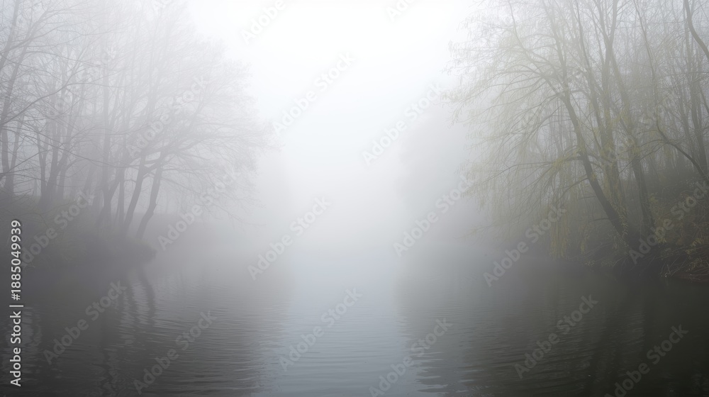 Fototapeta premium Serene foggy forest path