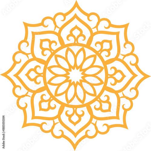 Arabic oriental floral icon featuring traditional arabesque vectors, ornaments, and patterns. Abstract floral symbols and logos designed in an ornamental Islamic style, ideal for wedding invitations.