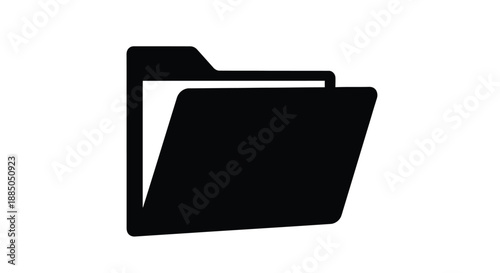 Simple black folder icon isolated on a plain white background
