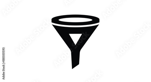 Simple black and white illustration of a funnel on a white background