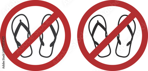 No Flip Flops Allowed Sign Footwear Warning Symbol Design
