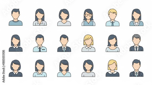 Collection of diverse professional avatar icons for user profiles.
