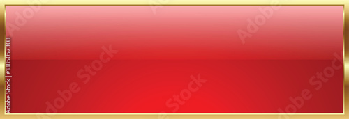 Red Glossy Button with Gold Frame