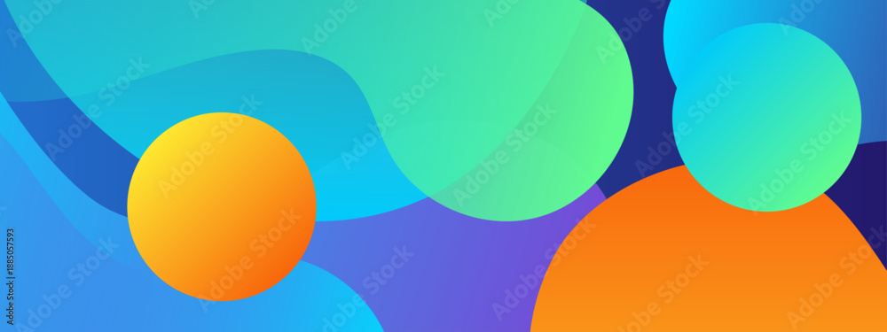 Obraz premium Calming fluid background with soft blue and turquoise wavy shapes and a single bright orange sun-like circle