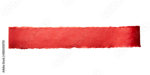 Rough edge red paper strip banner on transparent background