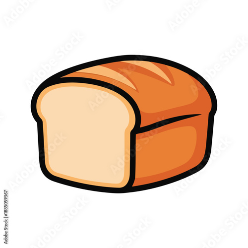 A cartoon loaf of bread with one slice cut off