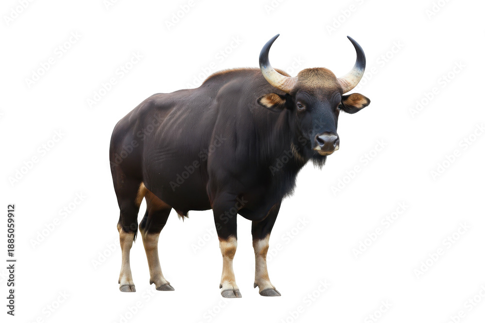 Fototapeta premium Majestic Gaur Bull Standing Proudly, Powerful Wild Bovine Creature