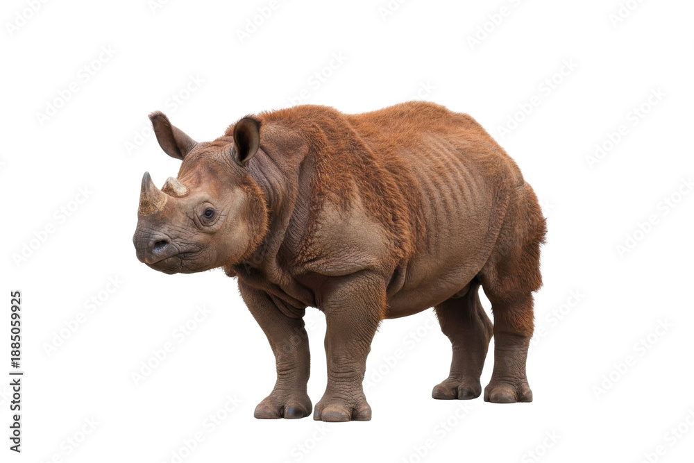 Obraz premium Majestic Eastern Black Rhinoceros Standing Proudly Isolated