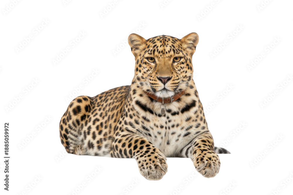 Obraz premium Majestic Leopard Lying Down, Close-up Portrait of a Wild Big Cat
