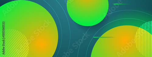 Abstract design suitable for backgrounds, web graphics, presentations, and print materials with green circles and teal lines. Versatile visual asset.