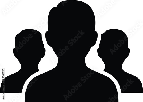 Team Group People Vector Icon Silhouette for Profile, Community, User Interface Design