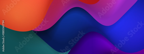 Creative abstract backdrop featuring fluid organic wave shapes with smooth gradients in blue orange and purple